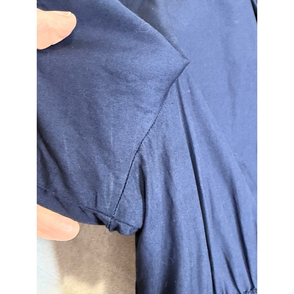 New Quince Tiered Mini Dress Large Navy Blue Cotton Poplin Short Sleeve - Picture 10 of 10